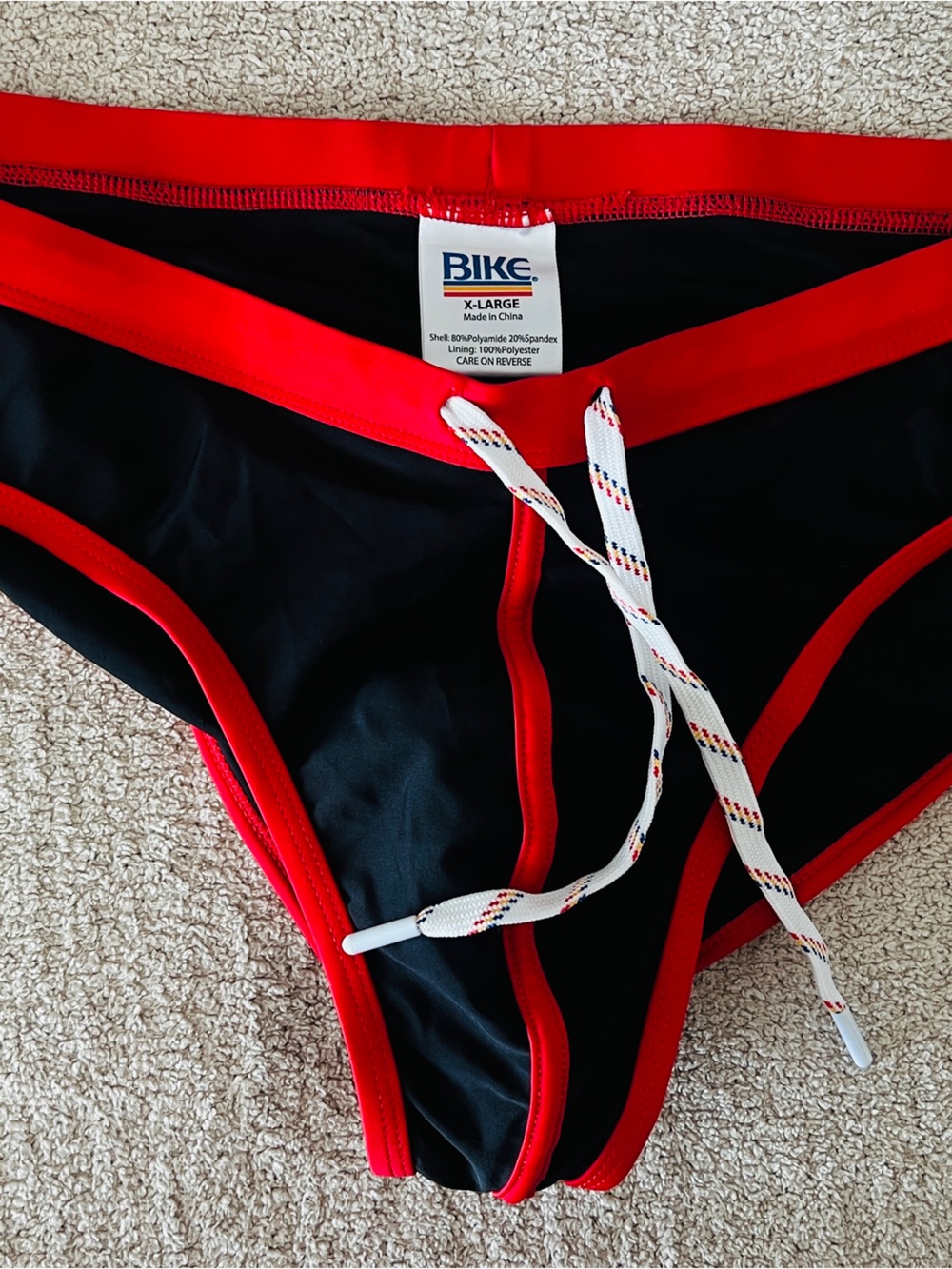 BIKE Men's Black & Red Swim Briefs - X-Large
